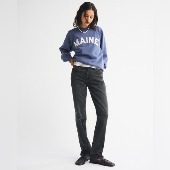 Abercrombie & Fitch Denim - Abercrombie & Fitch Mid Rise 90s Straight Jean Washed Black Curve Love Size 36